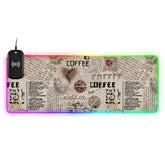 Coffee Wireless Charging Mouse Pad for Mobile Phone Extra Large Gaming Mousepad with 13 Lighting Modes Extended Desk Mat for Gaming MacBook PC Laptop Desk Home Office